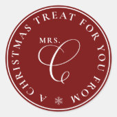 Mevrouw Claus Kersttraktatie Rode Kerstmis Ronde Sticker (Voorkant)