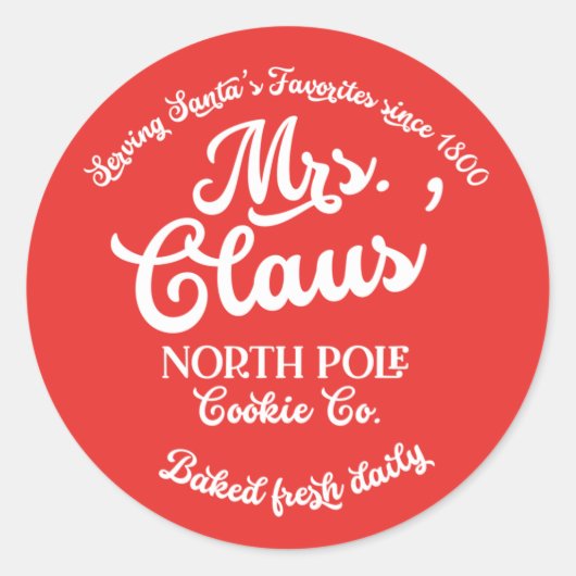 Mevrouw Claus' North Pole Cookie Company Gift Ronde Sticker (Voorkant)