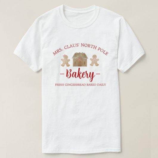 Mevrouw Claus North Pole Gingerbrood Kerst van bak T-shirt (Design voorkant)
