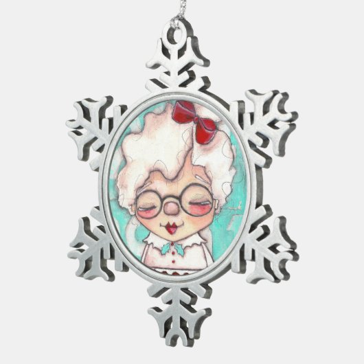 Mevrouw Claus - Pewter Snowflake Ornament (Rechts)