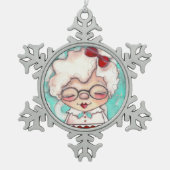 Mevrouw Claus - Pewter Snowflake Ornament (Voorkant)