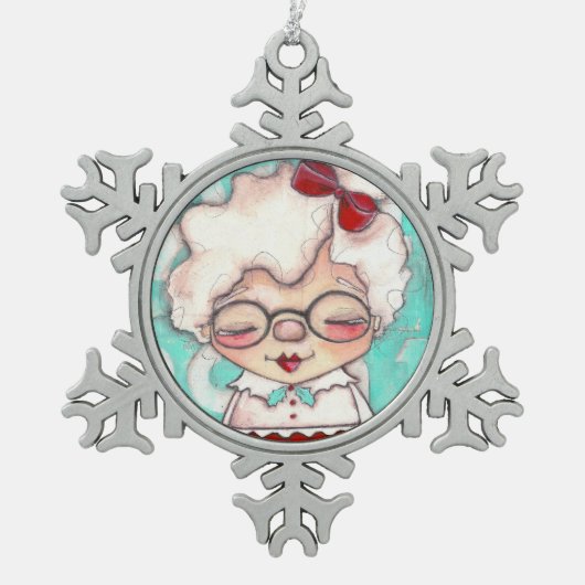 Mevrouw Claus - Pewter Snowflake Ornament (Voorkant)