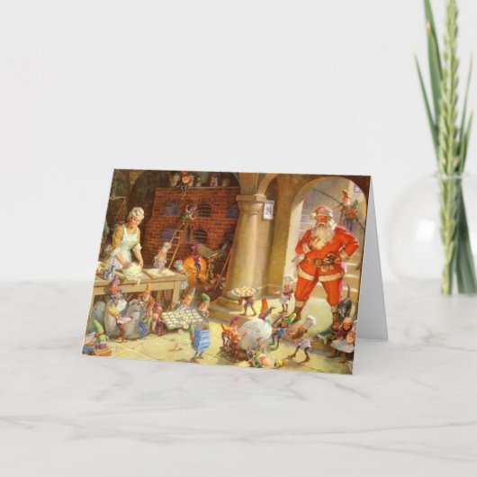 Mevrouw Claus & Santas Elves bakken kerstkoekjes Feestdagen Kaart (Voorkant)