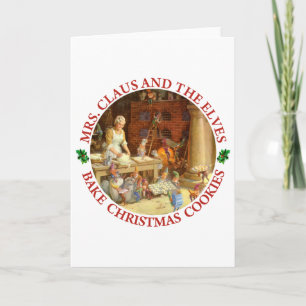 Mevrouw Claus & Santa's Elves bakken kerstkoekjes Feestdagen Kaart