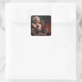 Mevrouw Claus wijnstickers Vierkante Sticker (Tas)