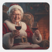 Mevrouw Claus wijnstickers Vierkante Sticker (Voorkant)