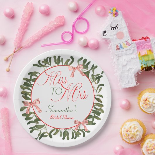 Mevrouw Coquette Mistletoe Bruidsmeisjesfeestje Papieren Bordje (Feest)