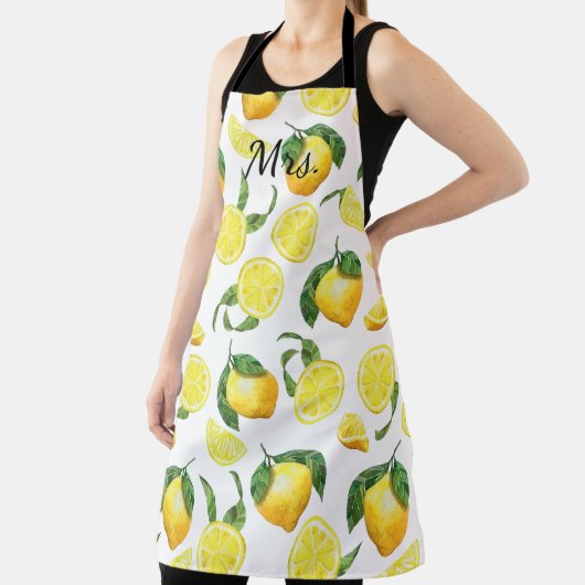 Mevrouw Cute Lemon Pattern Papieren Borden Schort (Insitu)