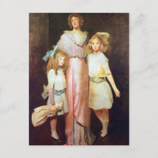 Mevrouw Daniels met twee kinderen Briefkaart