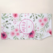 Mevrouw Date Soft Pink Waterverf Floral Strandlaken (Voorkant)