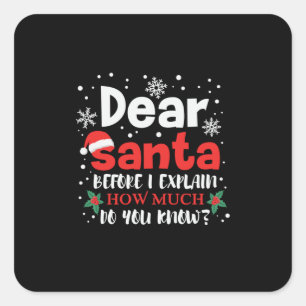 Mevrouw de Kerstman, hoeveel weet u? Vierkante Sticker