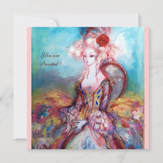 Mevrouw de POMPADOUR , Chique Goud Kostuumfeest Kaart (Voorkant)