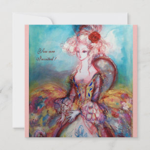Mevrouw de POMPADOUR , Chique Goud Kostuumfeest Kaart