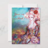 Mevrouw de POMPADOUR , Chique goud verkleedfeestje Kaart (Achterkant)