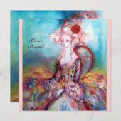 Mevrouw de POMPADOUR , Chique goudkleurig verkleed Kaart (Voorkant / Achterkant)