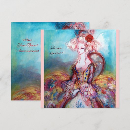 Mevrouw de POMPADOUR , Chique goudkleurig verkleed Kaart (Voorkant / Achterkant)