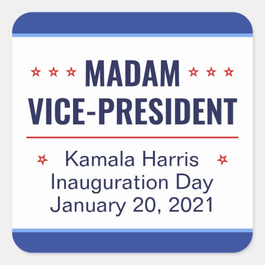 Mevrouw de vice-President Kamala Harris Inaugurati Vierkante Sticker (Voorkant)