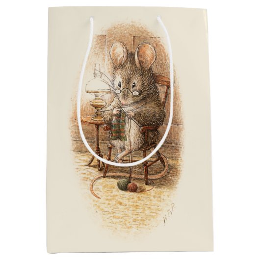 Mevrouw Dormouse Knitting Medium Cadeauzakje (Voorkant)