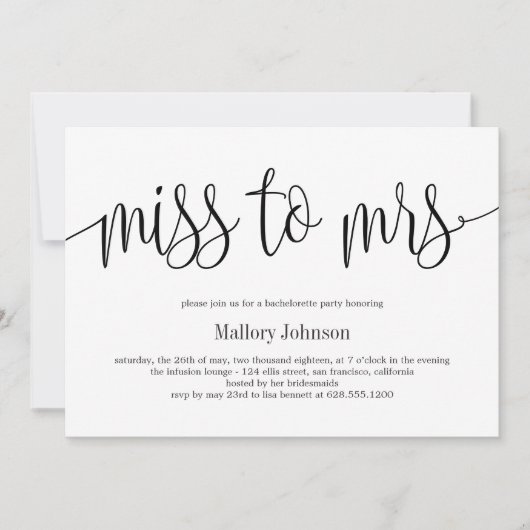 Mevrouw EDITABLE COLOR Bachelorette Party Feestdagenkaart (Voorkant)