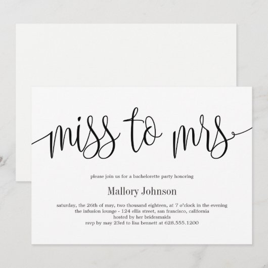 Mevrouw EDITABLE COLOR Bachelorette Party Feestdagenkaart (Voorkant / Achterkant)