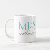 Mevrouw Elegant Aqua Personalized Wedding Monogram Koffiemok (Links)