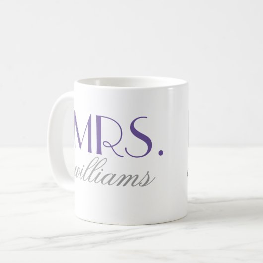 Mevrouw Elegant Paars gepersonaliseerd huwelijksmo Koffiemok (Voorkant links)