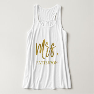 Mevrouw en achternaam Gold Foil Typography Shirt