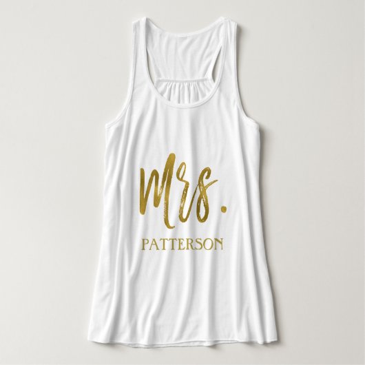 Mevrouw en achternaam Gold Foil Typography Shirt (Design voorkant)