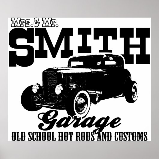 Mevrouw en de heer Smith Hot-Rod Garage Poster (Voorkant)