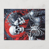 Mevrouw en meneer Skeleton op rode achtergrond Briefkaart (Voorkant)
