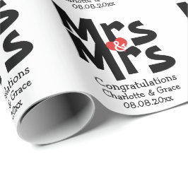 Mevrouw en mevrouw Bold Lesbian Personalized Weddi Cadeaupapier