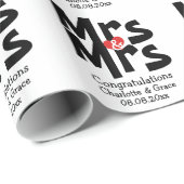 Mevrouw en mevrouw Bold Lesbian Personalized Weddi Cadeaupapier (Rol Hoek)