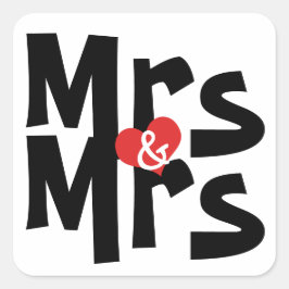 Mevrouw en mevrouw Bold Modern Wedding Vierkante Sticker