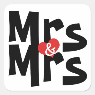Mevrouw en mevrouw Bold Modern Wedding Vierkante Sticker