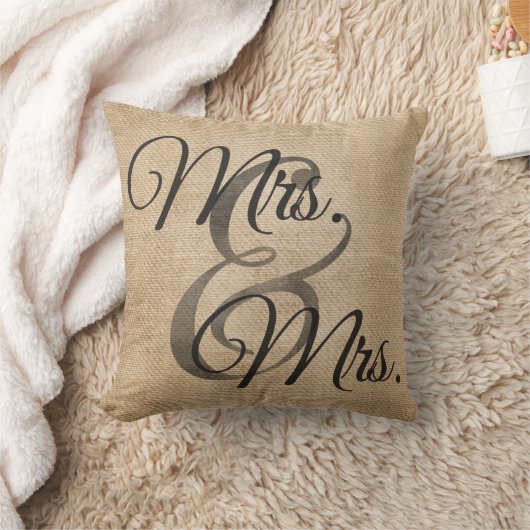 Mevrouw en mevrouw Burlap Wedding Personalized Kussen (Deken)