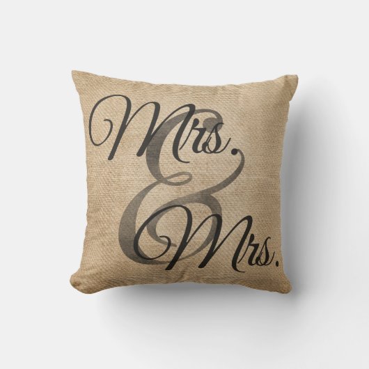 Mevrouw en mevrouw Burlap Wedding Personalized Kussen (Voorkant)