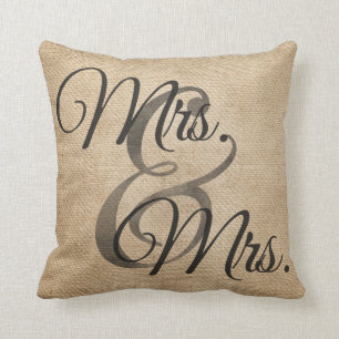Mevrouw en mevrouw Burlap Wedding Personalized Kussen