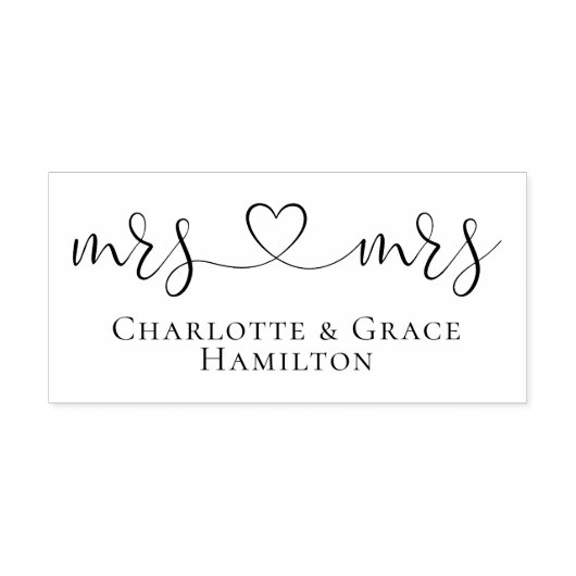 Mevrouw en mevrouw elegante scroll hart tekst homo rubberstempel (Afrduk)