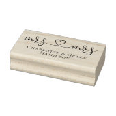 Mevrouw en mevrouw elegante scroll hart tekst homo rubberstempel (Stempel)