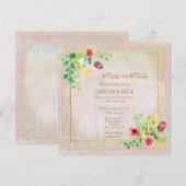 Mevrouw en Mevrouw Lente Aquarellen Goud Geometris (Voorkant / Achterkant)