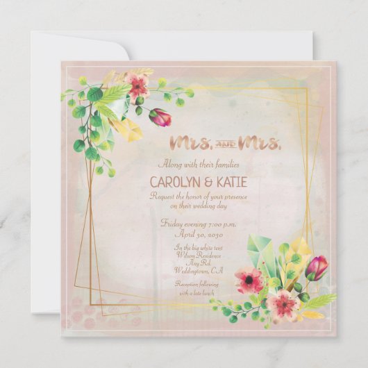 Mevrouw en Mevrouw Lente Aquarellen Goud Geometris (Voorkant)