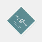 Mevrouw en mevrouw Lesbian Blauwgroen bruiloft ser Servet (Hoek)