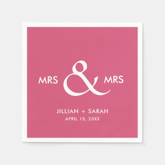 Mevrouw en mevrouw Lesbian LGBT Pink Wedding Servet (Voorkant)