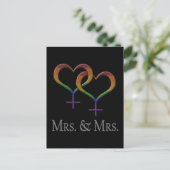 Mevrouw en mevrouw Lesbian Pride Rainbow Symbols Briefkaart (Staand voorkant)