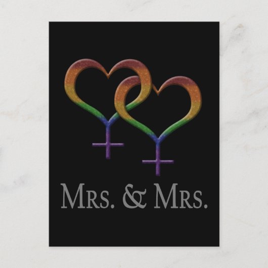 Mevrouw en mevrouw Lesbian Pride Rainbow Symbols Briefkaart (Voorkant)