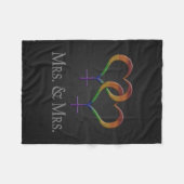 Mevrouw en mevrouw Lesbian Pride Rainbow Symbols Fleece Deken (Voorkant (Horizontaal))