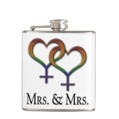 Mevrouw en mevrouw Lesbian Pride Rainbow Symbols Heupfles (Voorkant)