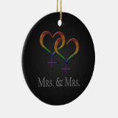 Mevrouw en mevrouw Lesbian Pride Rainbow Symbols Keramisch Ornament (Rechts)