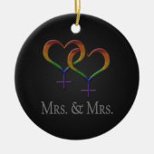 Mevrouw en mevrouw Lesbian Pride Rainbow Symbols Keramisch Ornament (Voorkant)