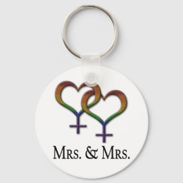 Mevrouw en mevrouw Lesbian Pride Rainbow Symbols Sleutelhanger